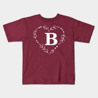 Letter B Floral Wreath Monogram Kids T-Shirt